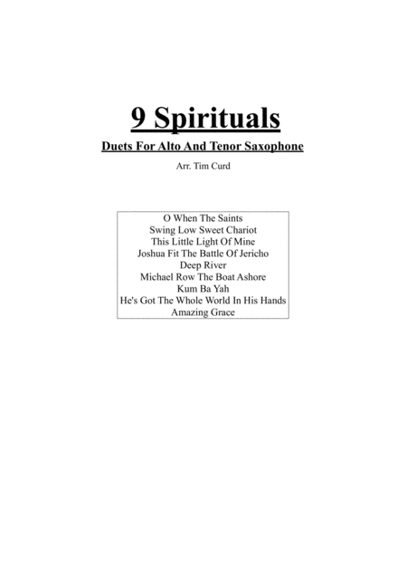 9 Spirituals Duets For Alto And Tenor Saxophone Sheet Music