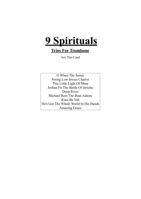 Free Sheet Music 9 Spirituals Trios For Trombone