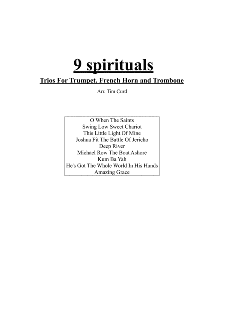 9 Spirituals Trios For Trumpet French Horn And Trombone Sheet Music
