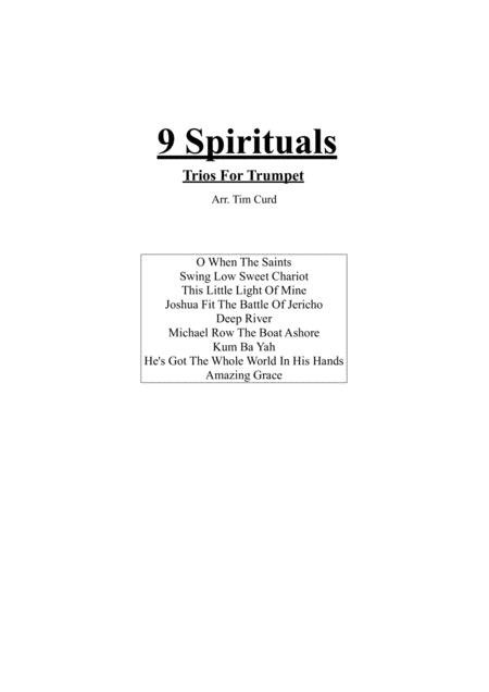 9 Spirituals Trios For Trumpet Sheet Music