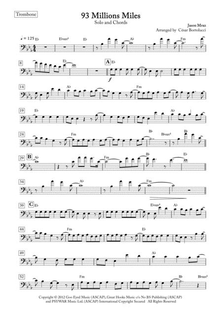 93 Million Miles Trombone Solo And Chords Sheet Music