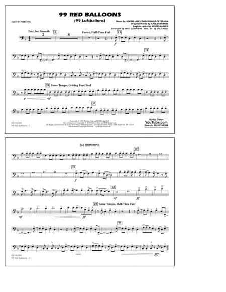 Free Sheet Music 99 Red Balloons Arr Holt And Conaway 2nd Trombone