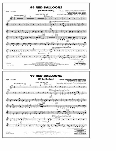 Free Sheet Music 99 Red Balloons Arr Holt And Conaway 3rd Bb Trumpet