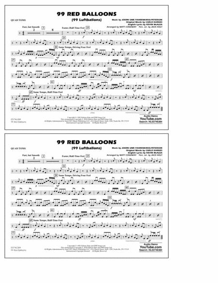 99 Red Balloons Arr Holt And Conaway Quad Toms Sheet Music