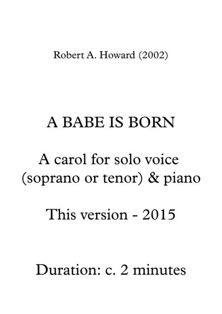 Free Sheet Music A Babe Is Born Solo Version