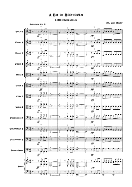 A Beethoven Medley For Multi Level String Orchestra Sheet Music