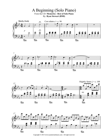 A Beginning Solo Piano Sheet Music