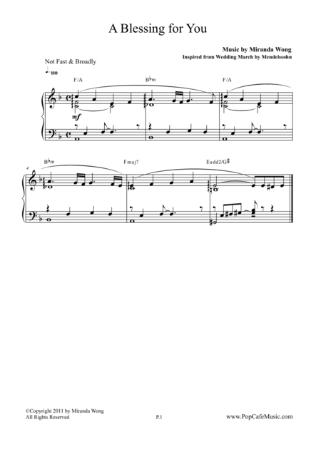 Free Sheet Music A Blessing For You Grand Recessional Music