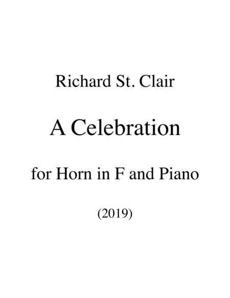 A Celebration For Horn In F And Piano Score And Part Sheet Music