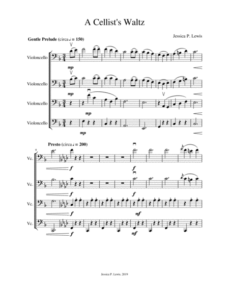 A Cellists Waltz Sheet Music