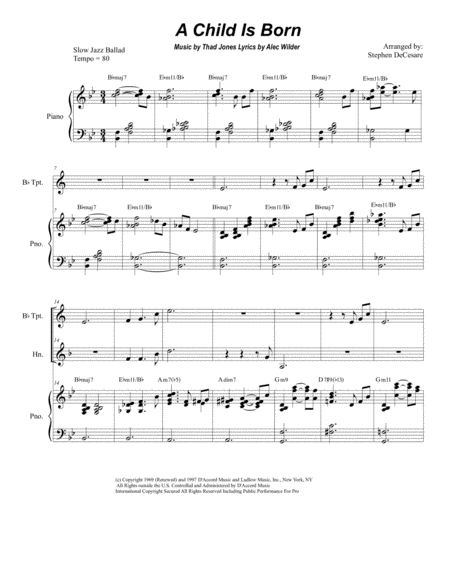 A Child Is Born Duet For Bb Trumpet And French Horn Sheet Music