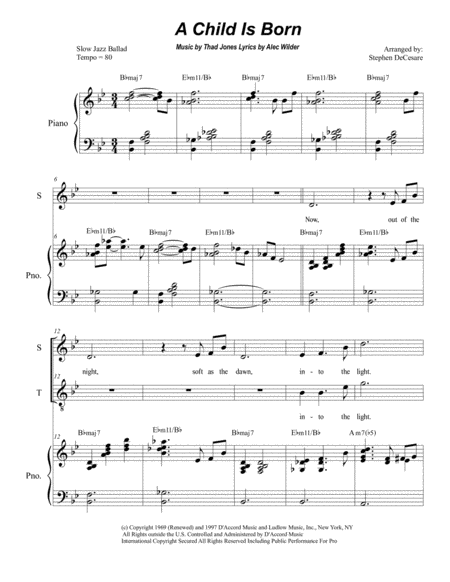 A Child Is Born For 2 Part Choir Sop Ten Sheet Music