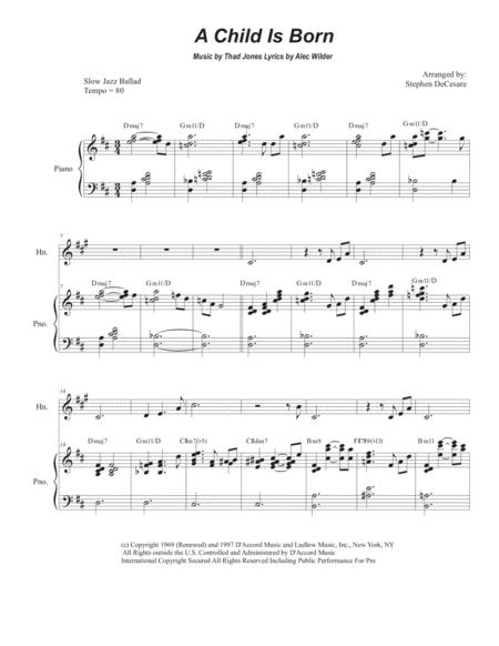 Free Sheet Music A Child Is Born French Horn Solo And Piano