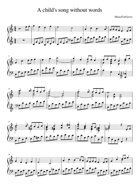 Free Sheet Music A Childs Song Without Words