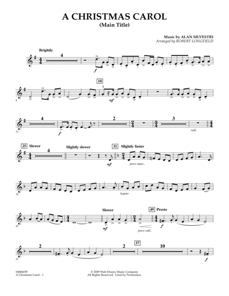 Free Sheet Music A Christmas Carol Main Title Arr Robert Longfield Bb Trumpet 3