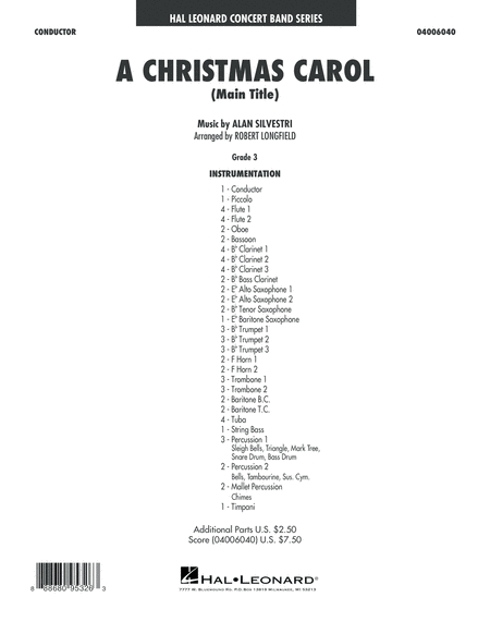 Free Sheet Music A Christmas Carol Main Title Arr Robert Longfield Conductor Score Full Score