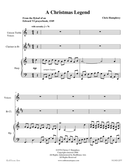 Free Sheet Music A Christmas Legend