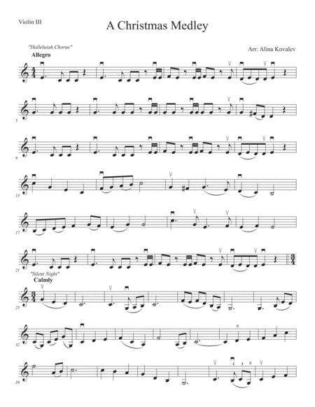 A Christmas Medley For 3 Violins Violin 3 Sheet Music