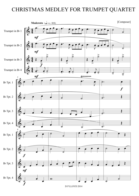 A Christmas Medley For Trumpet Quartet Sheet Music