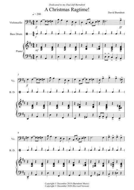 Free Sheet Music A Christmas Ragtime For Cello And Piano