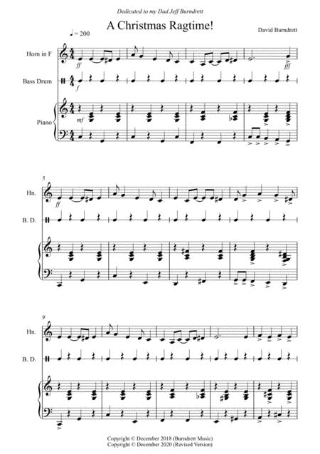 A Christmas Ragtime For French Horn And Piano Sheet Music