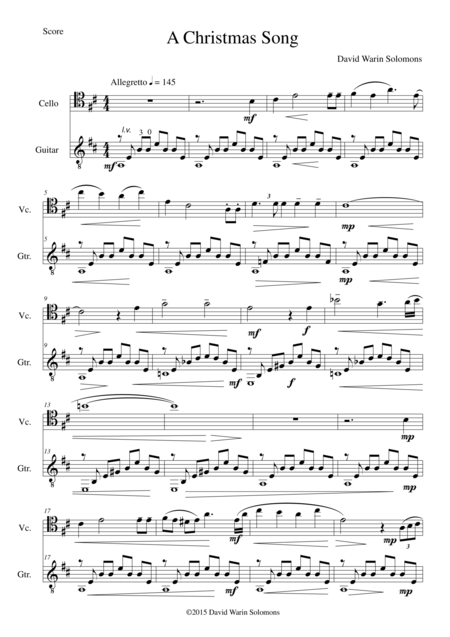 A Christmas Song For Cello And Guitar Sheet Music