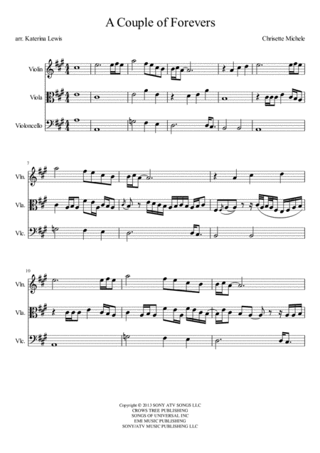 Free Sheet Music A Couple Of Forevers Violin Viola Cello Trio