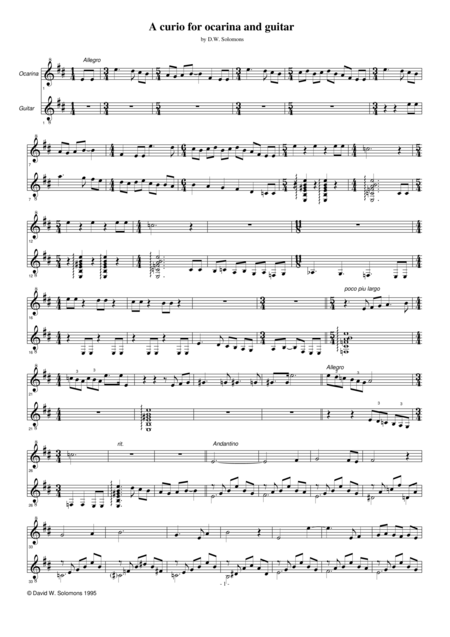 Free Sheet Music A Curio In E Dorian For Ocarina And Guitar