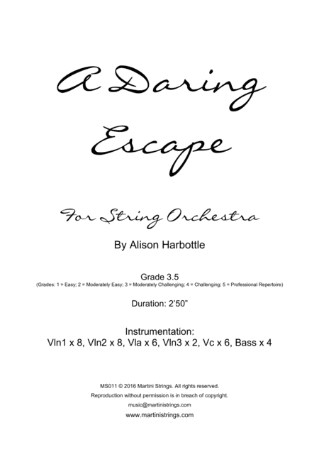 A Daring Escape For String Orchestra Sheet Music