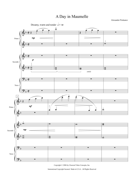 A Day In Maumelle Piano Trio 1 Piano 6 Hands Sheet Music