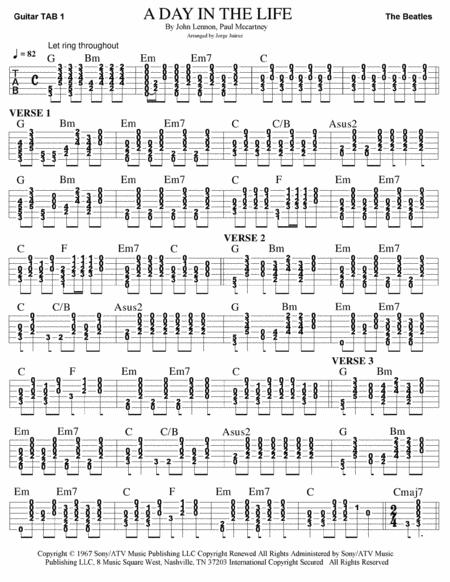 A Day In The Life Guitar Tab Sheet Music