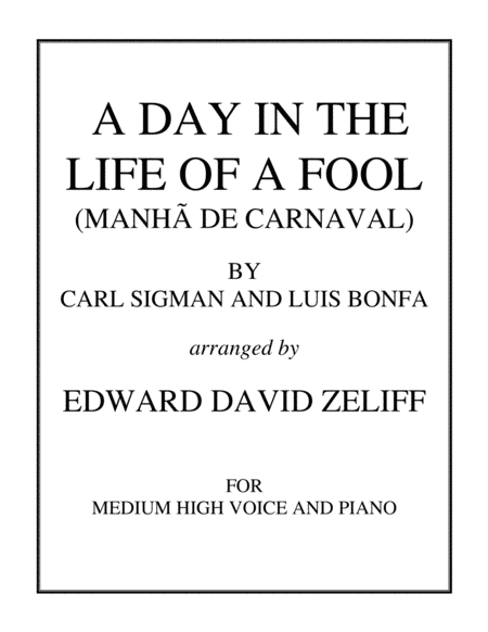 A Day In The Life Of A Fool Manha De Carnaval Medium High Voice Sheet Music