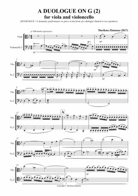 Free Sheet Music A Duoloque On G 2 For Viola And Violoncello