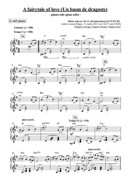 A Fairytale Of Love Un Basm De Dragoste Arr For G Clef Piano Harp Gcp Gch Including Lead Sheet Sheet Music