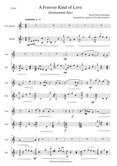 A Forever Kind Of Love Sentimental Duo For Cor Anglais And Guitar Sheet Music