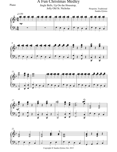 A Fun Christmas Medley Piano Part Only Sheet Music