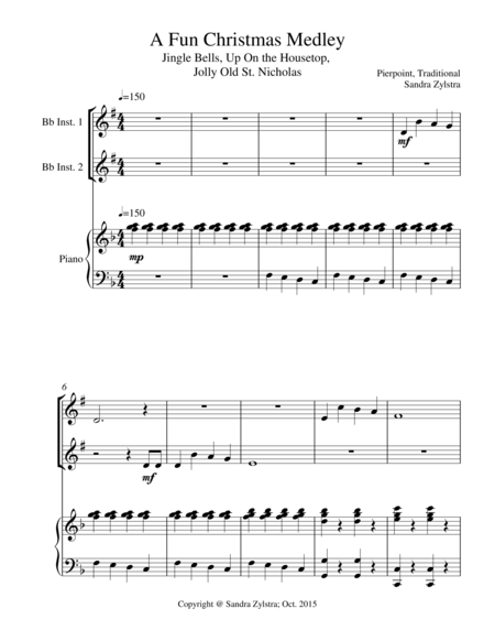 A Fun Christmas Medley Treble Bb Instrument Duet Sheet Music