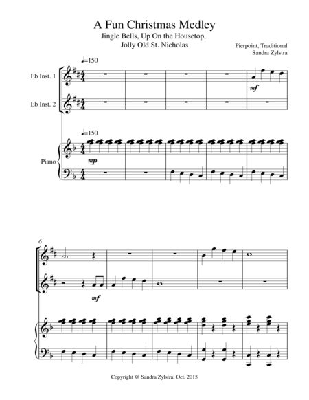 Free Sheet Music A Fun Christmas Medley Treble Eb Instrument Duet