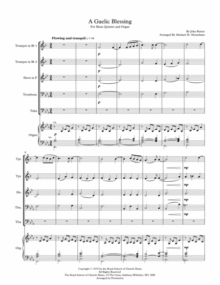 A Gaelic Blessing Full Score For Brass Quintet Sheet Music