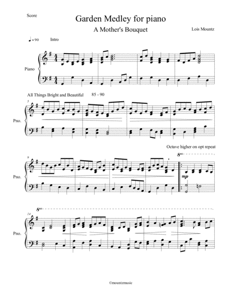 Free Sheet Music A Garden Medley For Piano