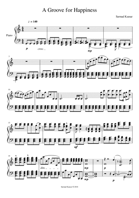A Groove For Happiness Piano Sheet Music