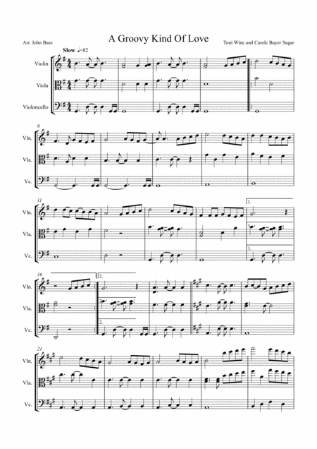 A Groovy Kind Of Love Sung By Phil Collins Arranged For String Trio Violin Viola And Cello Sheet Music