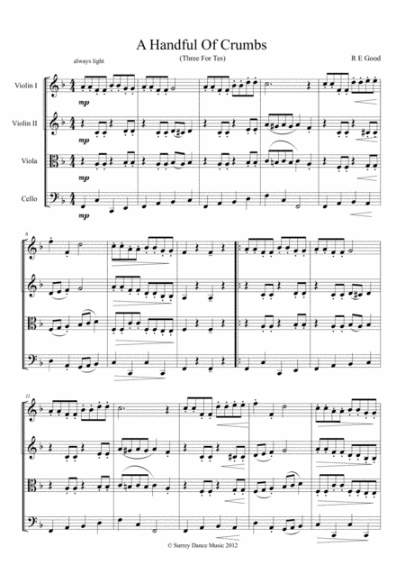 A Handful Of Crumbs Three For Tea Sheet Music