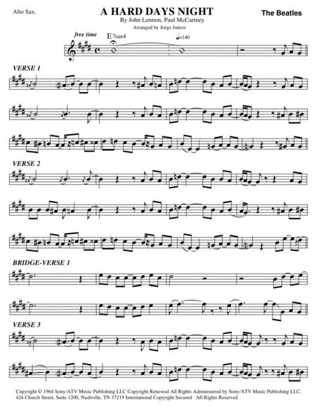 A Hard Days Night Alto Sax Sheet Music