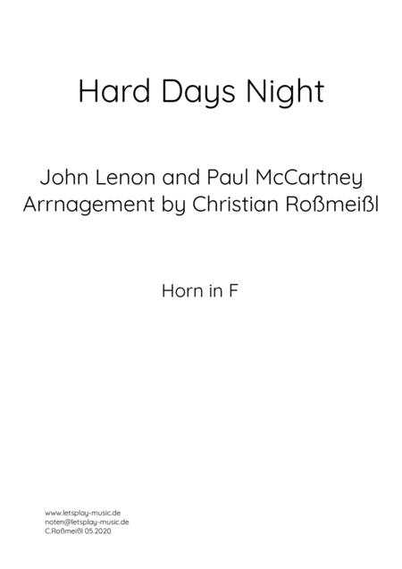 A Hard Days Night Melody For Brass Instruments Trumpet Tuba Sheet Music