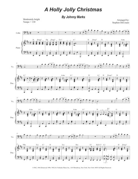 Free Sheet Music A Holly Jolly Christmas Cello Solo And Piano