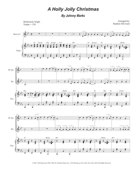 A Holly Jolly Christmas Duet For Bb Trumpet And French Horn Sheet Music