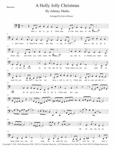 A Holly Jolly Christmas Easy Key Of C Bassoon Sheet Music