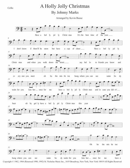 A Holly Jolly Christmas Easy Key Of C Cello Sheet Music