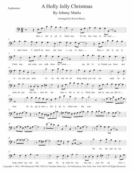 A Holly Jolly Christmas Easy Key Of C Euphonium Sheet Music